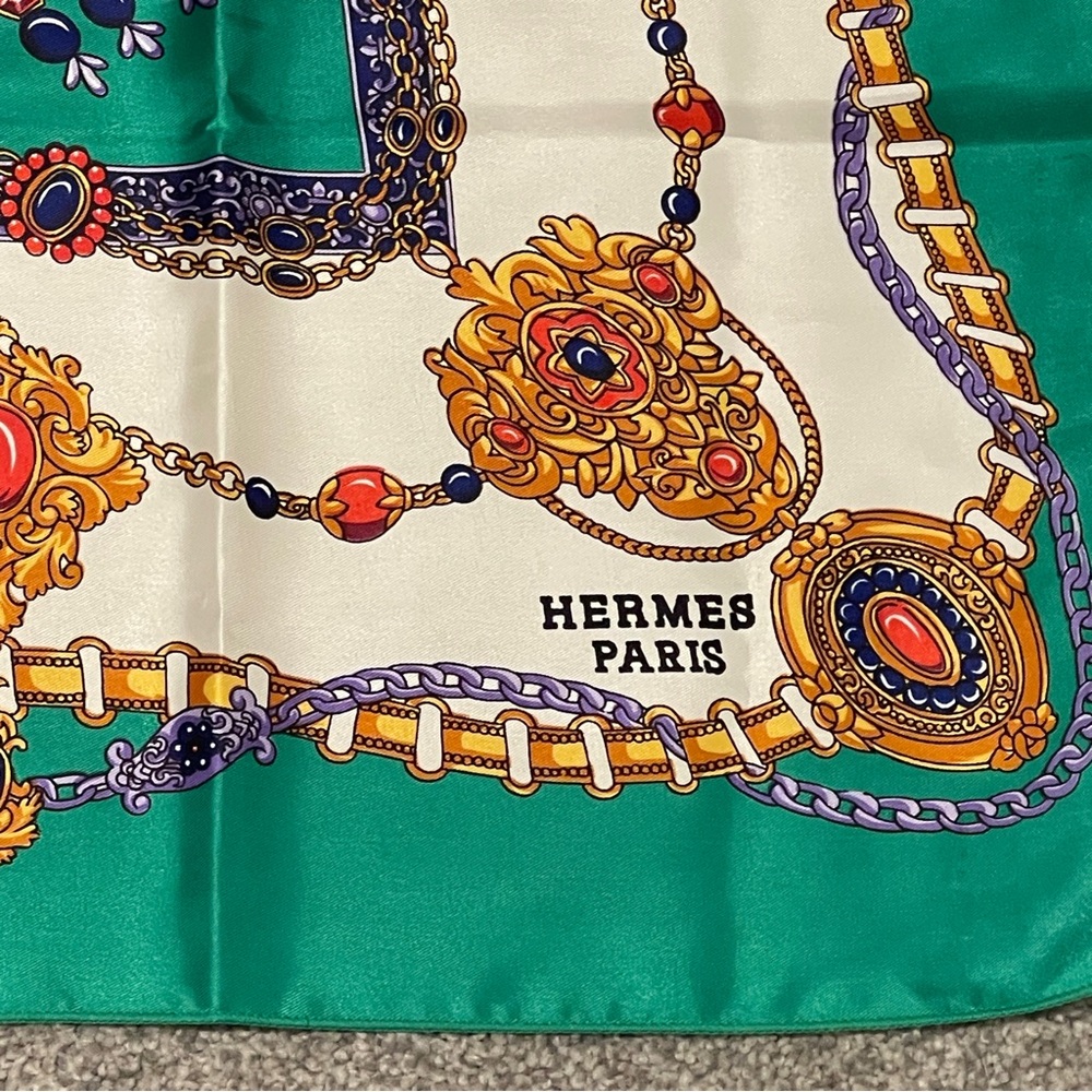 Green Baroque Square Scarf - Picture 3 of 3